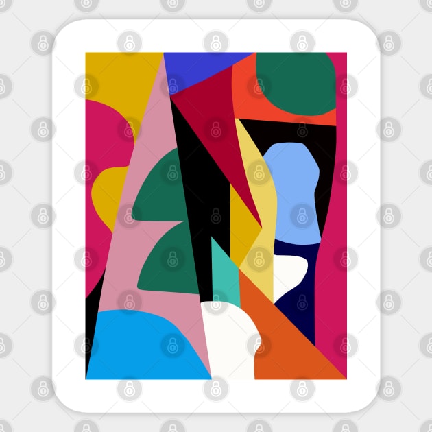 Abstract Colorful Mid Century Sticker by Trippycollage